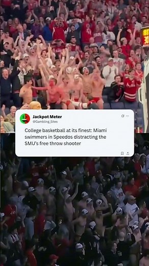 College basketball at its finest: Miami swimmers in Speedos distracting the SMU’s free throw shooter