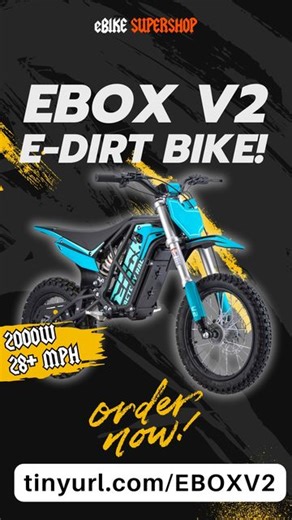 Electric Bike Super Shop on Instagram: " Introducing the EBox V2 Electric Dirt Bike - 2000W! ⚡ Powered by a 2000W motor and a 60V lithium battery, it offers up to 40 miles per charge. With adjustable suspension for any terrain, this eco-friendly ride is ready to dominate the trails!  Get yours now at eBike Super Shop and experience pure off-road power!  #EBoxV2 #ElectricDirtBike #eBikeSuperShop"