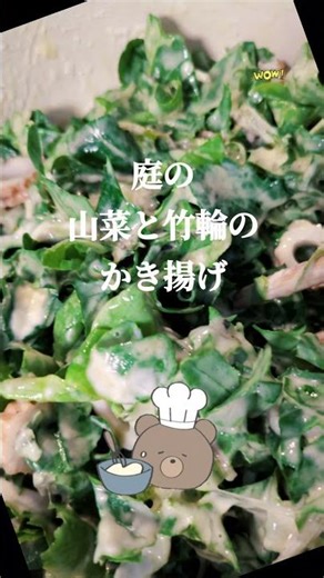 庭の山菜と竹輪のかき揚げがヘルシーで節約して美味しかった #健康 #健康生活 #山菜 #lunch #shorts