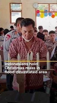Indonesians hold Christmas mass at flood-devastated area | AJ#shorts