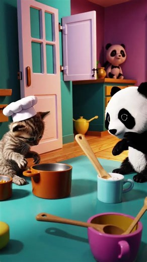 【子猫の料理教室】赤ちゃんパンダがまさかの乱入!? かわいすぎて悶絶注意！