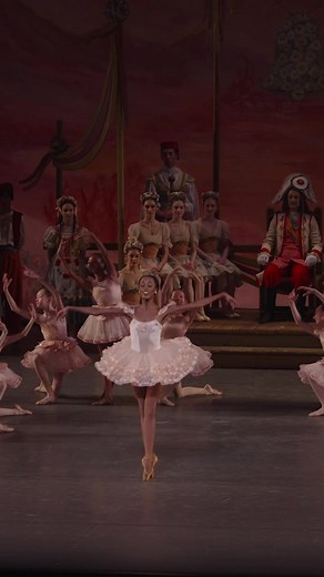 Accompanied by @School of American Ballet students, Soloist India Bradley radiated elegance and effervescence in the Waltz of the Golden Hours in Act III of George Balanchine's Coppélia. #indiabraley #coppelia #balancine