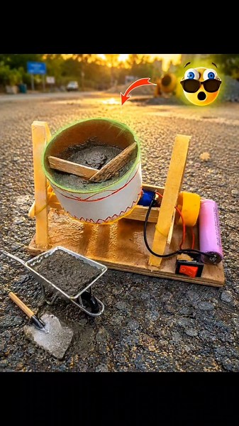 day making mini concrete mixing machine 💀 😎 mini construction machine #viral #project #science