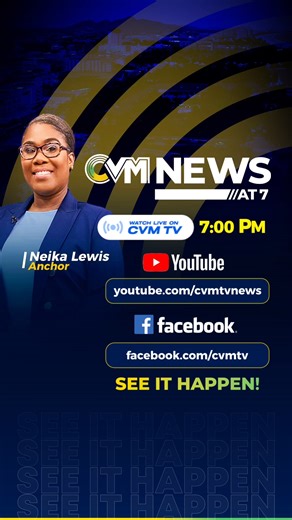 CVM News at 7 - LIVE Watch CVM News at 7 with anchor, Neika Lewis... LIVE on YouTube and Facebook. - YouTube - https://youtube.com/@cvmtvnews/streams - Facebook - https://facebook.com/cvmtv #CVMTVNews | CVM Television | Facebook
