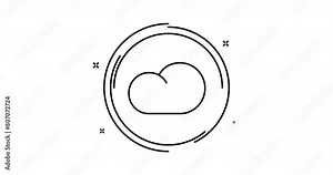 Cloud animated outline icon with alpha channel. Cloud rotation appearance 4k motion design animation for web, mobile and ui design