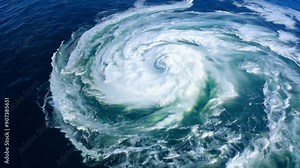 Typhoon, eye of the hurricane over planet Earth, satellite view from space .