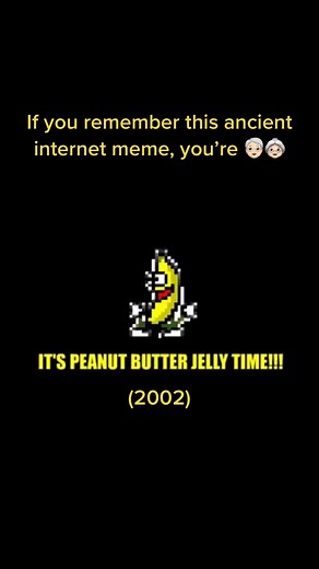 Early 2000’s viral video, “It’s Peanut Butter Jelly Time!” 🍌 Song (2001) by The Buckwheat Boyz. Flash video (2002) originally posted on Newgrounds.com then later to YouTube: AlbinoBlackSheep. #itspeanutbutterjellytime #peanutbutterjellytime #thebuckwheatboyz #oldinternetvideos #early2000s #oldviralvideo #millennials
