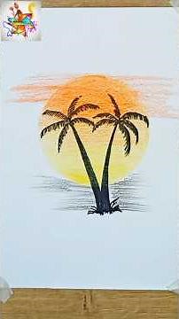 Sunset Palm Tree Drawing – Relaxing Landscape Art