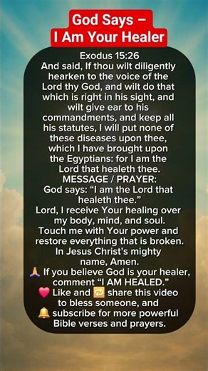 God Says – I Am Your Healer #Jesusprayer #God #prayer #Jesuslovesyou #stopscrolling #dontworry #kjv