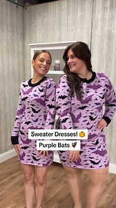 Our cozy sweater dresses range in sizes from XS to 3X! Perfect for a cozy Halloween party or just a stylish fall afternoon! 🍂 #sweaterdresses #fallvibes #spookyseason #halloweensweaters #sameoutfitdifferentsize | Fun.com
