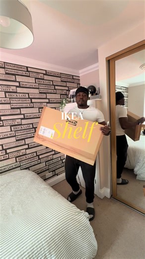 New shelf from @IKEA for the bedroom! still got a long way for the room makeover but I’m rating this addition. Wallpaper still needs to go tho 😂 #roommakeover #ikea #architecture #homedecor