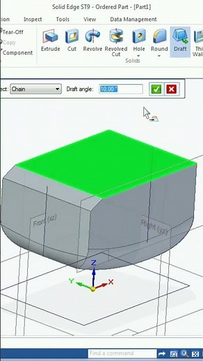 Aplicando o comando Draft Siemens Solid Edge ST9 #cad #autocad #app #automobile