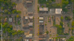 Aerial pointing down on the streets in Downtown Palmyra in New York State USA. Also the location of the beginnings of Mormonism. Book of Mormon. Joseph Smith