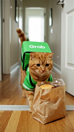 Today’s job: Grab Delivery Driver Cat #shorts #funnycats