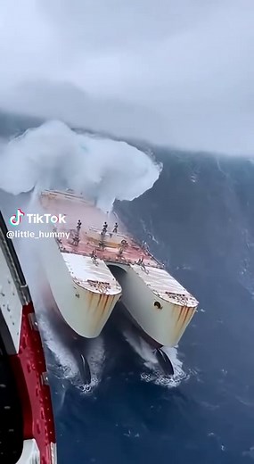 Twin-Hull Catamaran vs Impossible Wave - Who Wins? #maritime #ocean #extreme #survival #danger