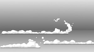 Smoke animation from fast movement. Animation element for game. Cartoon steam clouds. Loop gray animation. | Premium Stock Video Footage