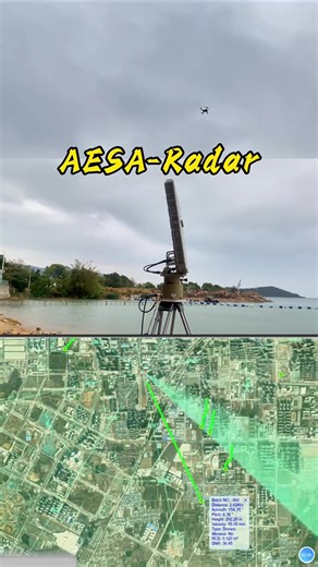 Phased array radar with 3km detection altitude, capable of simultaneously detecting 500 targets with real-time multi-target tracking.#radar #detector #track #technology #defense