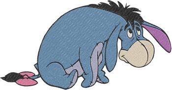 Sad Eeyore Winnie the Pooh Donkey Cartoon Character Embroidery Designs - Instant