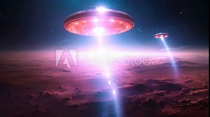 A spaceship soars through the vastness of space over a vivid red planet, A satellite beaming messages back to Earth from Mars, AI Generated