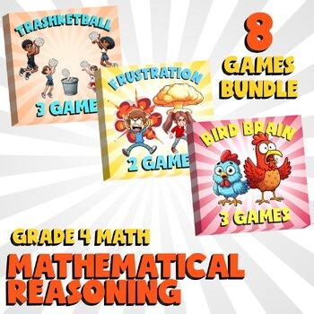 8 No Prep Math Games Bundle A - Mathematical Reasoning - Grade 4 Review Activity