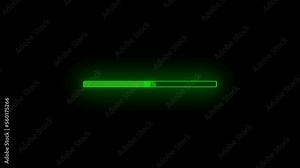 Green color processing bar with loading animation on a transparent alpha background.