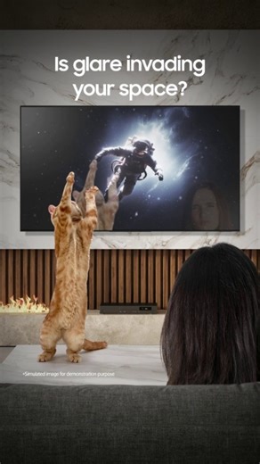 One small step for cat, one giant leap in your viewing experience. Go beyond distractions and see the wonders of the universe with Samsung Glare Free* TVs. *Measured against Unified Glare Rating (UGR) testing standard, validated as 'Glare Free' by UL. #Space #Glarefree #Clearview #QLED #OLED #SamsungTV #Samsung | Samsung