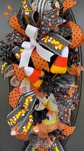 XL Halloween Swag, Candy Corn Wreath, Deco Mesh Halloween Swag, Halloween Decor, Black and Yellow Halloween Front Door Swag, Autumn Decor - Etsy