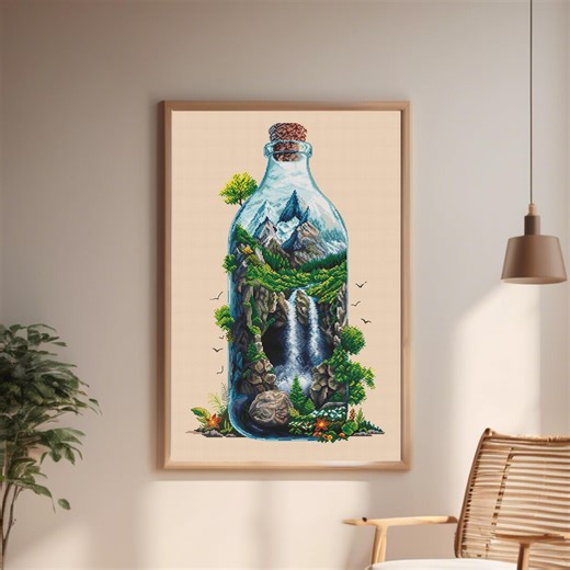 World in a Bottle – Spring Cross Stitch Pattern PDF - Etsy