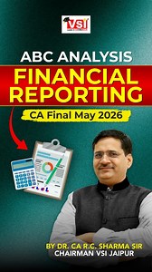 ABC Analysis of CA Final FR May 2026 . Confused about what to study first in Financial Reporting? . Still trying to cover everything and feeling stuck? . This ABC Analysis of CA Final FR breaks the syllabus into: ✅ High-weightage chapters ✅ Moderate-priority topics ✅ Low-priority areas to cover later . 📊 Learn where ICAI actually focuses, how rankers plan FR, and how you can score more with a smart 70/100 effort strategy instead of wasting time. . 👨‍🏫 Session by Dr. CA R.C. Sharma Sir . 📚 Ba