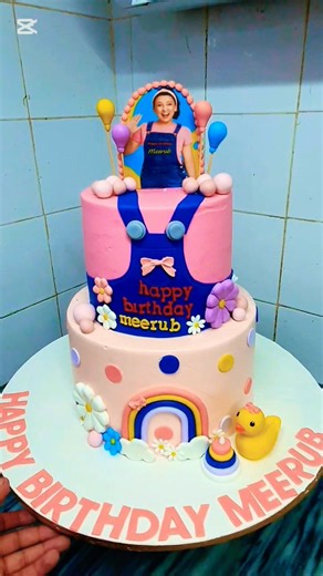 How to make beautifull princess girls 2 tier birthday cake decroting #ribboncake #basketcake #plain