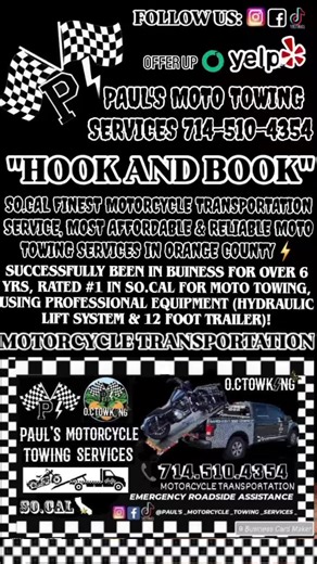 PAUL'S MOTO TOWING SERVICES 714-510-4354 ORANGE COUNTY MOTORCYCLE TRANSPORTATION SOUTHERN CALIFORNIA POWERSPORT HAULING #ORANGECOUNTY #harleydavidson #harley #harley #mototowing #1503 #socal #HARLEYDAVIDSON #HARLEY #MOTOTOWING #califas #totowing #HARLEYDAVI #CALIFAS #