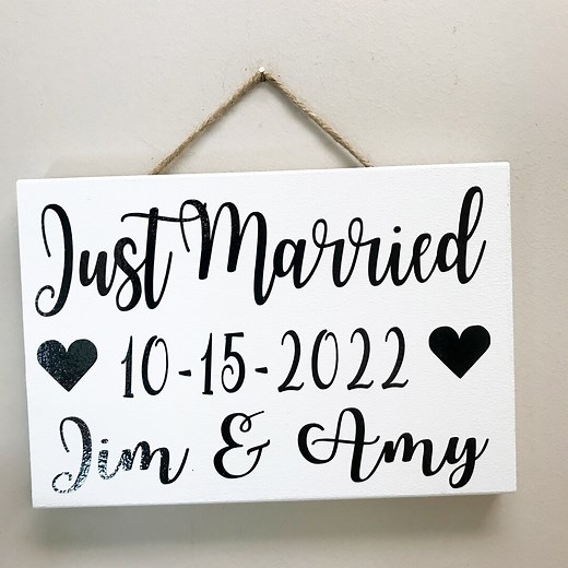 Just Married Sign Personalized Names Bride Groom Wedding Date - Etsy