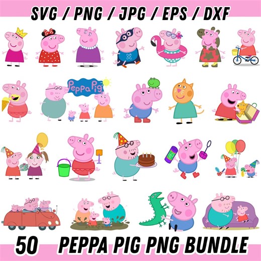 Peppa Pig Characters Png, Peppa Pig Png, Layered, Layered and Instant Files for Cricut, Peppa Pig, Clip Art and Printables for T-shirts - Etsy