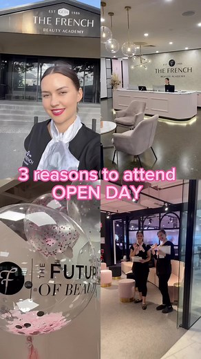 3 reasons to attend a French Beauty Academy Open Day! 💞 1. Explore our courses and the beauty industry in depth! The beauty industry is a $500 billion dollar industry (and growing!) and there are so many incredible career pathways to go down. 2. Bring your parents, partner, best friends! It’s great to have your support people explore your passions and career paths with you. 3. Meet current Frenchies, French Alumni and Beauty Professionals. Get to know what life as a Frenchie and beauty graduate