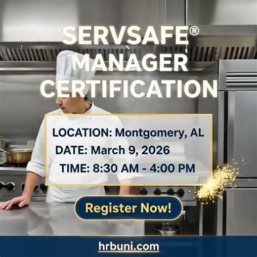 Montgomery, AL ServSafe® Food Protection Manager Exam & Course