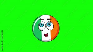 flag of ireland cartoon facing with rolling eye, emoji emoticon animation
