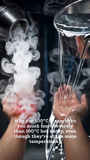 Why can 100°C steam burn more than 100°C water? #science # tellmewhy #latentheat #shortvideo #short