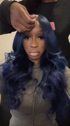 Dark blue lace front wig,do u like it?#hairstyle #frontwigstyles #coloredwig #longhairstyles #wig #forevergreatful #foryoupage #amazonfinds #wiginstalltutorial