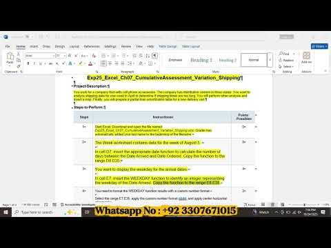 Exp25 Excel Ch07 Cumulative Assessment | Variation Shipping | Excel Chapter 7 Step by Step Solution