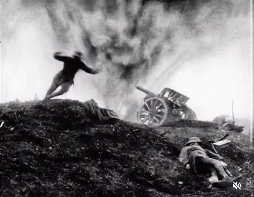 Macabre Knowledge on Instagram: "German Soldier Dives for Cover as Shell Explodes Behind Him at an Artillery Position, 1917 Many wartime photos of dramatic explosions, especially those with action like this one, are in fact staged after the fact. Maybe this one was as well. It may also be from a postwar film. Cameras were not light and handy like today, typically had slow exposure times, and needed to be set up beforehand on tripods. Anyway, this photo is probably not faked. Keep in mind the shr