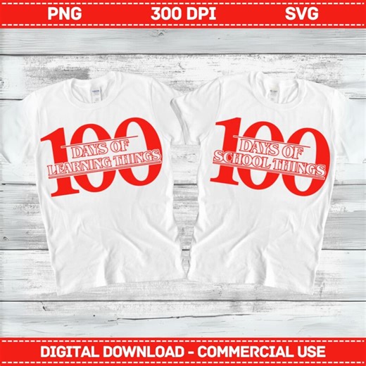100 Days of School Things PNG SVG, 100 Days of Learning Things Png Svg, Retro School Shirt Design, Teacher 100th Day, Digital Download - Etsy