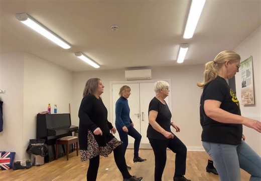 A little clip from Telescope which is a blend of Appalachian and Line Dancing and well done Jane for jumping into Lin’s position 👍. | FireStone Dance