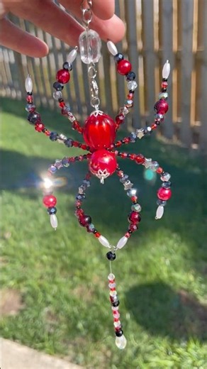 Handmade Red & Black Beaded Spider #spider #beads #beadworks #art #craft