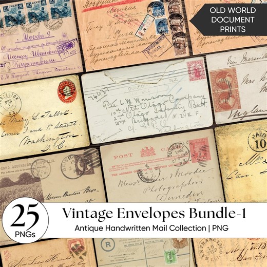 Vintage Envelopes | Antique Handwritten Mail Collection | Junk Journal Ephemera Pack | Historical Correspondence Bundle | Old World Document - Etsy