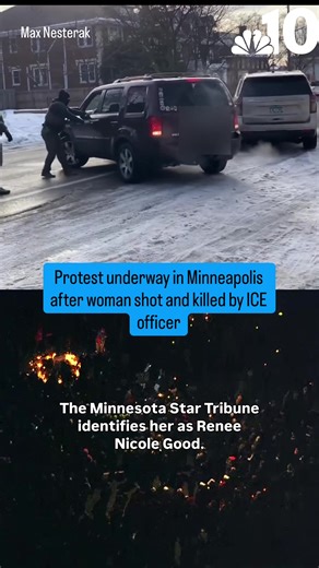 A large protest is underway in Minneapolis on Wednesday night after an ICE officer shot and killed a woman earlier in the day. #minneapolis #minnesota #ice #trumpadministration #protest