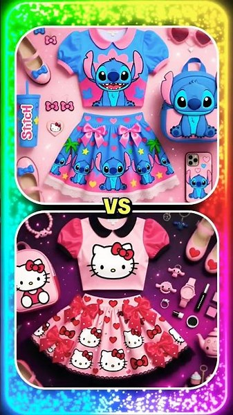 Stitch 💙 Vs Hello Kitty 🩷 Lisa Or Lena #tiktok #stitch #hellokitty #choose #viralvideo #lisaorlena