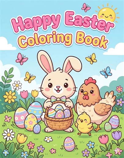 Happy Easter Coloring Book - Etsy Canada