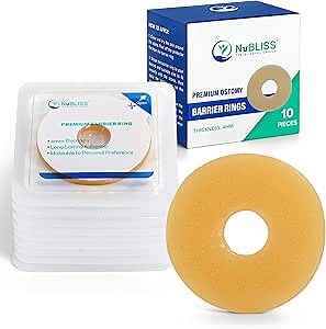 NuBliss Moldable Ostomy Barrier Ring – 10-Pack, 4mm Thick – Leak-Free Hydrocolloid Skin Adhesive Ostomy Supplies – Flexible Stoma Protector Seal for Colostomy & Ileostomy Bags