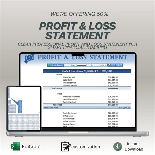 Profit and Loss Statement Spreadsheet | Business Financial Tracker Template | Excel & Google Sheets Accounting Budget Planner - Etsy Australia