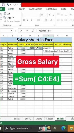 Excel Salary Sheet | PF Basic se ya Gross se? #sunlightcomputr1 #exceltricks